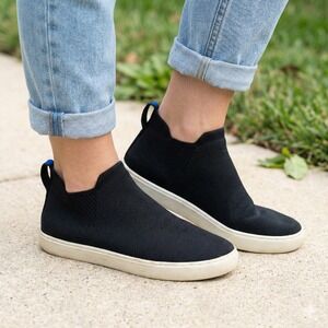 Rothys‎ The Chelsea Boot Womens 7 Black Knit Ankle Booties Washable Comfort